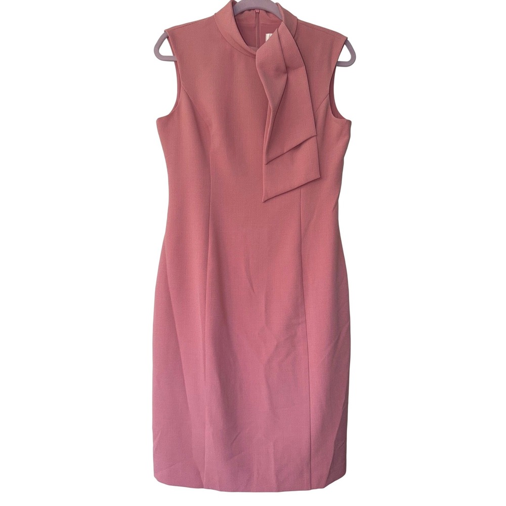 Harper Rose Womens Pink Mock Neck Tie Sheath Dress Size 8 Sleeveless Business